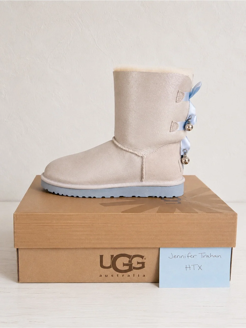 UGG Australia Bailey Bow “I Do!” Bridal Boot Rare Wedding Boots Blue Ribbon Bows